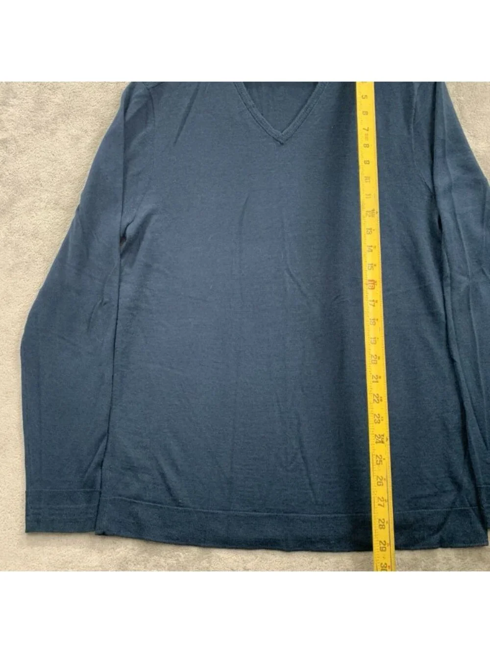 John Varvatos Sweater Mens Large Petrol Blue Merino Wool Blend V Neck Pullover